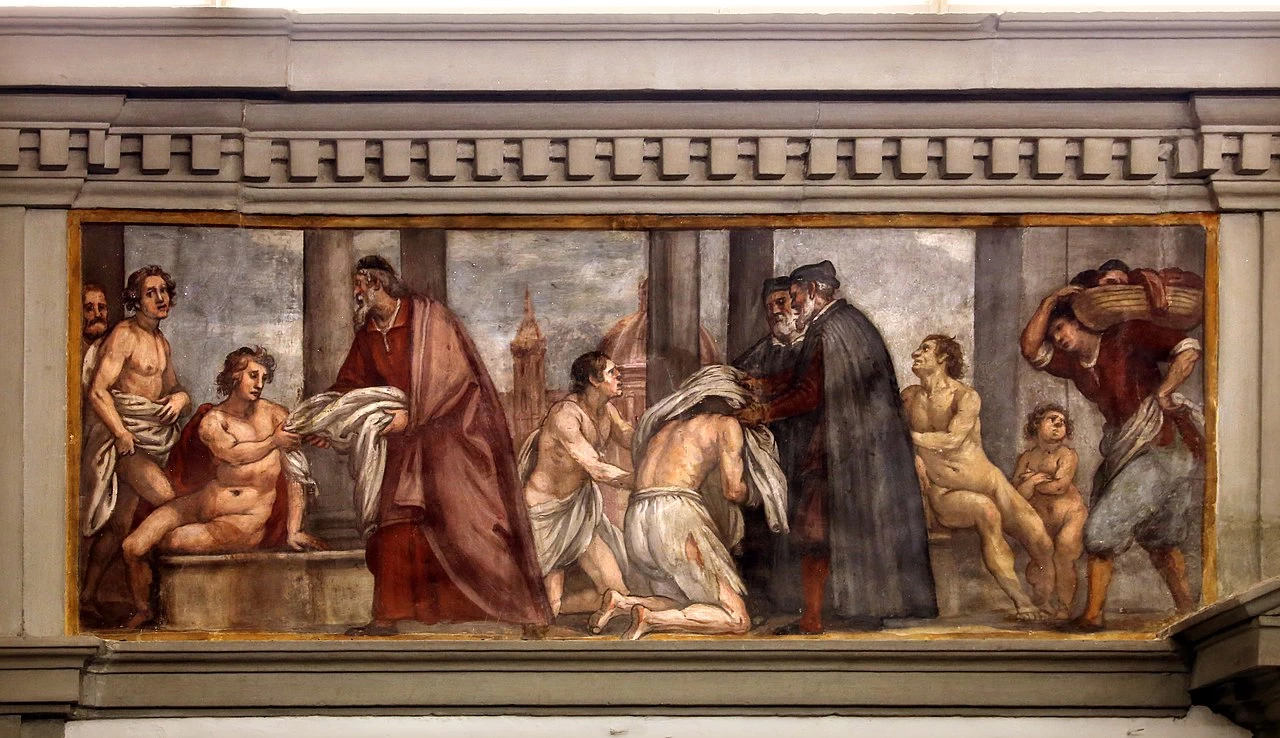 Opere di Misericordia di Cosimo Ulivelli - vestire gli ignudi, Santi Filippo e Jacopo, Firenze